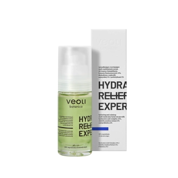 Hydrating and calming facial serum with hyaluronic acid complex 15%, centella asiatica extract 3% and prebiotics 2% HYDRA RELIEF EXPERT