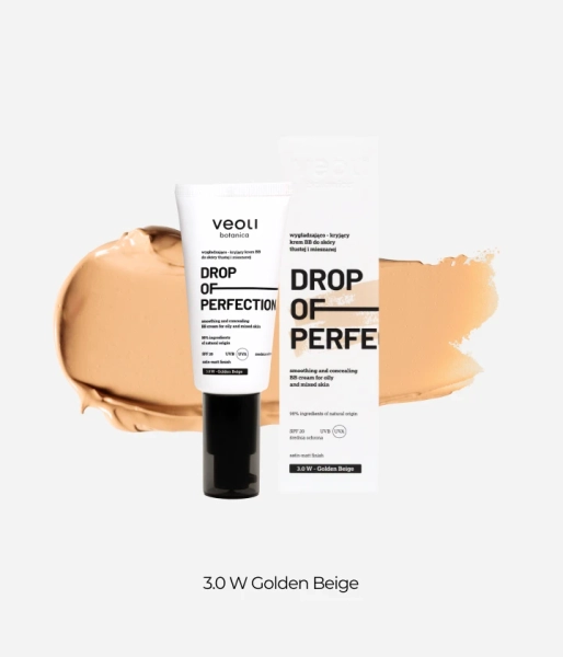 Smoothing and concealing BB cream for oily and combination skin 3.0 W Golden Beige DROP OF PERFECTION