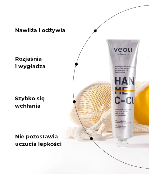 Intensywnie nawilżający, lekki krem do rąk z witaminą C 3% i pantenolem HAND ME C-CURE