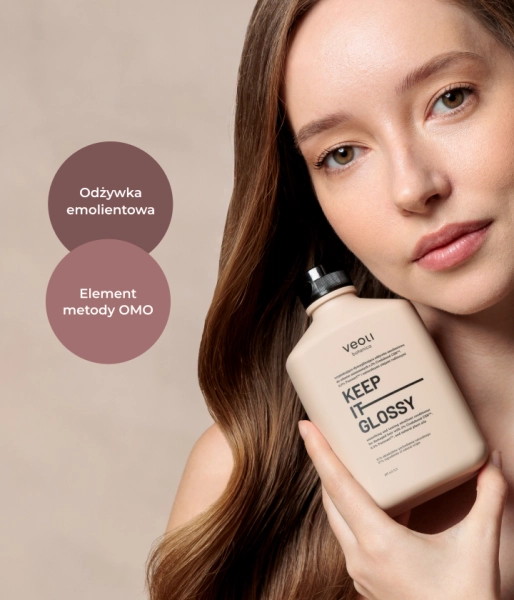 Wygładzająco-dyscyplinująca odżywka emolientowa do włosów zniszczonych z 2% Crodabond™ CSN, 0,5% Fucocert™ i naturalnymi olejami roślinnymi KEEP IT GLOSSY