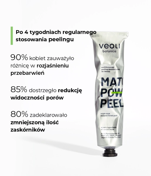  Peeling enzymatyczny z kompleksem kwasów AHA Phytocomplex 10%, PHA 10%, BHA - MATCHA POWER PEEL