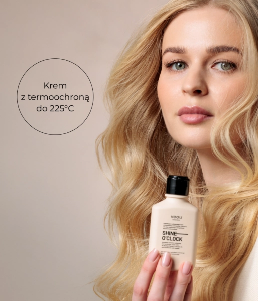 Wygładzająco-nabłyszczający krem z termoochroną z 2% SymHair Thermo™, 1% oleju arganowego i kompleksem kwasów hialuronowych SHINE O’CLOCK