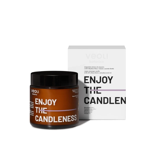 Vegan massage candle with 40% Shea Butter and Plum Seed Oil ENJOY THE CANDLENESS