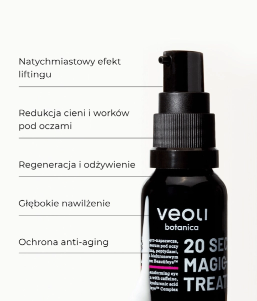 Lifting and corrective, transformative eye and eyelid serum with caffeine, peptides, hyaluronic acid, and the Beautifeye™ complex 20 SECONDS MAGIC EYE TREATMENT