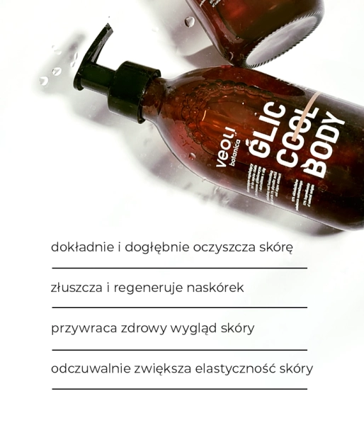 Exfoliating-regulating body wash gel with 5% glycolic acid and algae extract GLIC COOL BODY
