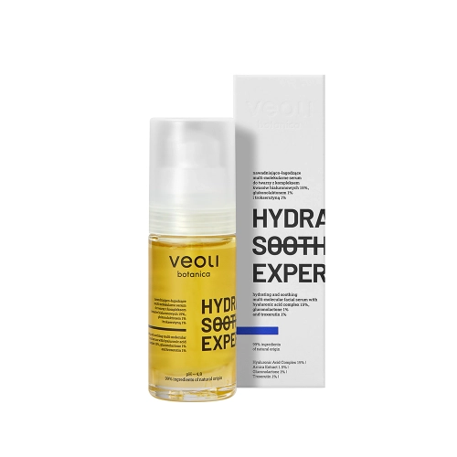 Hydrating and soothing multi-molecular facial serum with hyaluronic acid complex 15%, gluconolactone 1% and troxerutin 1% HYDRA SOOTHING EXPERT