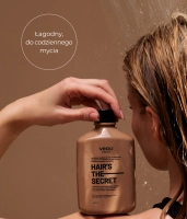 Nawilżająco-łagodzący szampon do codziennego stosowania z 1% trehalozy, 1% soku z aloesu, kompleksem ceramidów i melatoniną HAIR'S THE SECRET