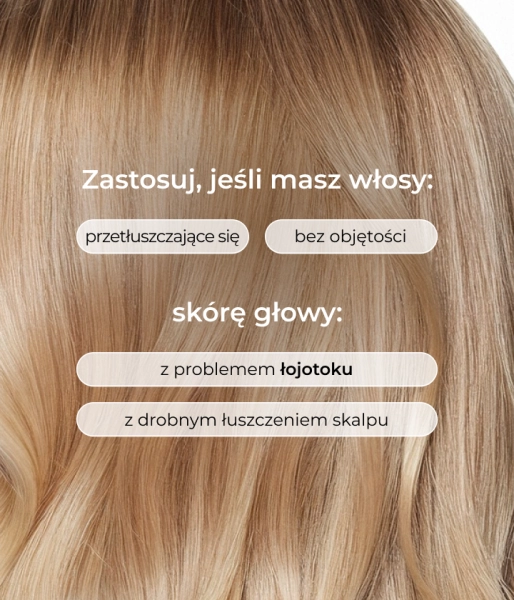 Oczyszczająco-regulujący szampon do skóry łojotokowej z 0,5% Defenscalp™, 1,4% kwasu glikolowego, 1% siarki koloidalnej i melatoniną BALANCE THE SCALP