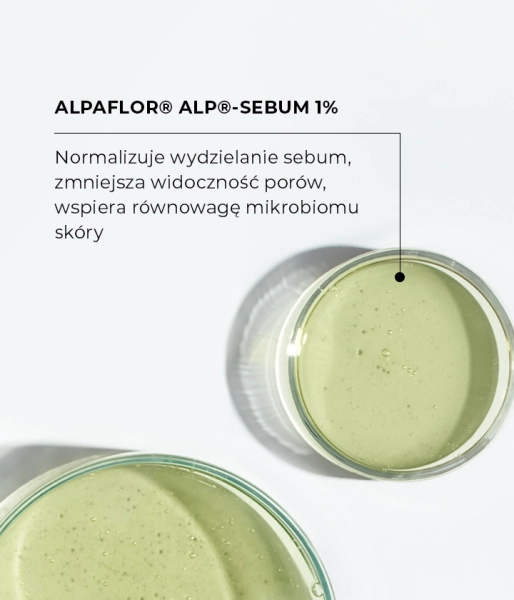 Głęboko oczyszczający żel do mycia twarzy z aktywnym ekstraktem z zielonej herbaty z EGCG, prebiotykiem z cykorii i agawy i ALPAFLOR® ALP®-SEBUM DEEPLY PORE CLEANSING GEL