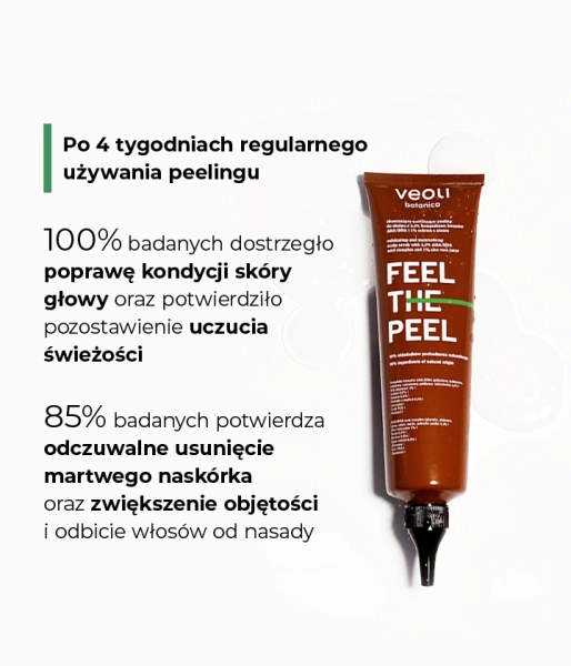 Exfoliating and moisturizing scalp scrub with 3.2% AHA/BHA acid complex and 1% aloe juice FEEL THE PEEL