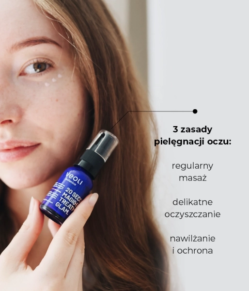 Rozświetlająco-liftingująco-naprawcze serum pod oczy i na powieki z kofeiną, peptydami, kwasem hialuronowym i kompleksem Beautifeye™️ 20 SECONDS MAGIC EYE TREATMENT GLAM