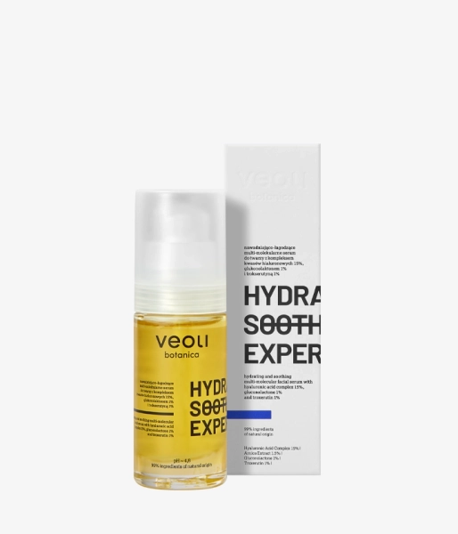 Hydrating and soothing multi-molecular facial serum with hyaluronic acid complex 15%, gluconolactone 1% and troxerutin 1% HYDRA SOOTHING EXPERT