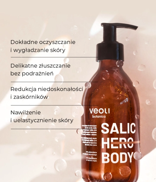 Body washing gel with 2% Biogenic Sallic-210 encapsulated salicyl acid and aloes juice SALIC HERO BODY