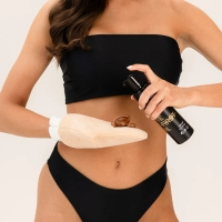 A comprehensive exfoliating and bronzing set for an instant, cool tanning effect