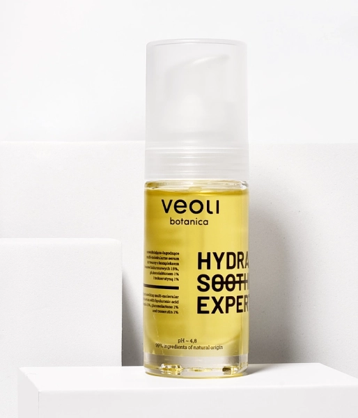 Hydrating and soothing multi-molecular facial serum with hyaluronic acid complex 15%, gluconolactone 1% and troxerutin 1% HYDRA SOOTHING EXPERT