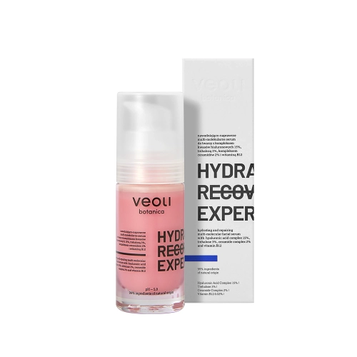 Hydrating and repairing multi-molecular facial serum with hyaluronic acid complex 15%, trehalose 3%, ceramide complex 2% and vitamin B12 HYDRA RECOVERY EXPERT