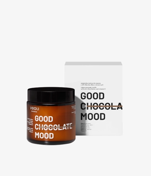 Wegańska świeca do masażu z 40% masłem Shea i witaminą E GOOD CHOCOLATE MOOD