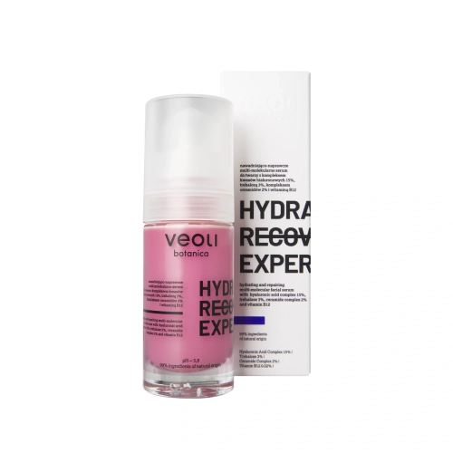 Hydrating and repairing multi-molecular facial serum with hyaluronic acid complex 15%, trehalose 3%, ceramide complex 2% and vitamin B12 HYDRA RECOVERY EXPERT