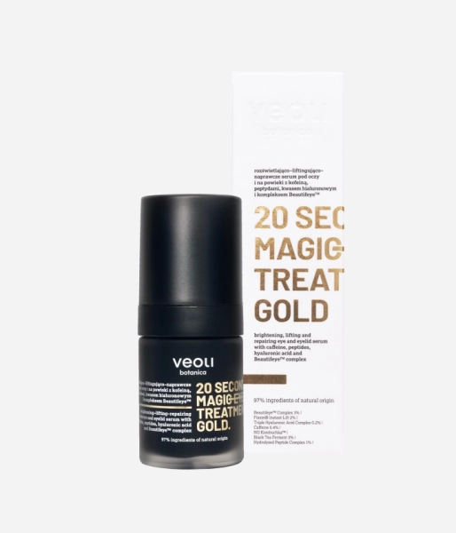 Brightening, lifting and repairing eye and eyelid serum with caffeine, peptides, hyaluronic acid and Beautifeye™ complex 20 SECONDS MAGIC EYE TREATMENT GOLD