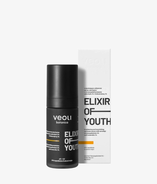 Brightening and nourishing emulsion serum with ascorbyl tetraisopalmitate 5% and troxerutin 1% ELIXIR OF YOUTH