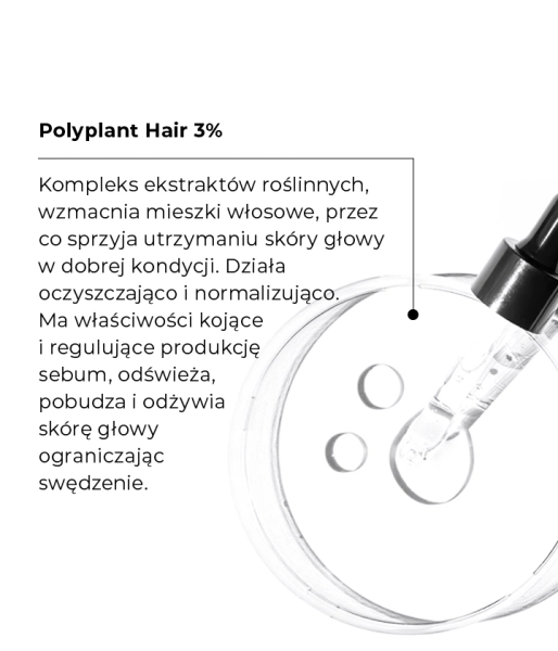 Normalising and soothing scalp rub with aqueous formula containing 3% Polyplant Hair and 3% ProRenew Complex CLR™  HAIR THE BALANCE