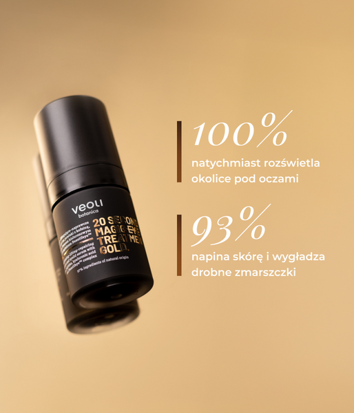 Brightening, lifting and repairing eye and eyelid serum with caffeine, peptides, hyaluronic acid and Beautifeye™ complex 20 SECONDS MAGIC EYE TREATMENT GOLD