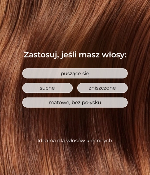 Wygładzająco-dyscyplinująca odżywka emolientowa do włosów zniszczonych z 2% Crodabond™ CSN, 0,5% Fucocert™ i naturalnymi olejami roślinnymi KEEP IT GLOSSY