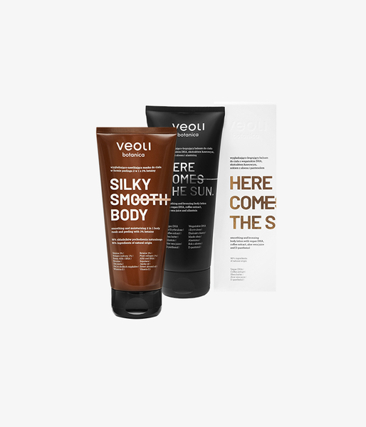Smoothing and bronzing set for a subtle tanning effect