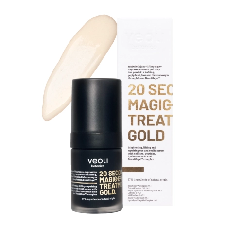 Brightening, lifting and repairing eye and eyelid serum with caffeine, peptides, hyaluronic acid and Beautifeye™ complex 20 SECONDS MAGIC EYE TREATMENT GOLD