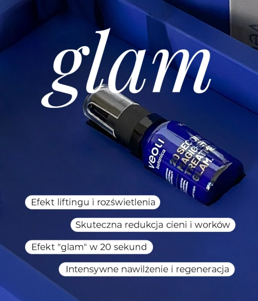 Rozświetlająco-liftingująco-naprawcze serum pod oczy i na powieki z kofeiną, peptydami, kwasem hialuronowym i kompleksem Beautifeye™️ 20 SECONDS MAGIC EYE TREATMENT GLAM