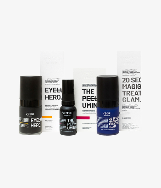 Antioxidant exfoliating and lifting set for a radiant eye zone