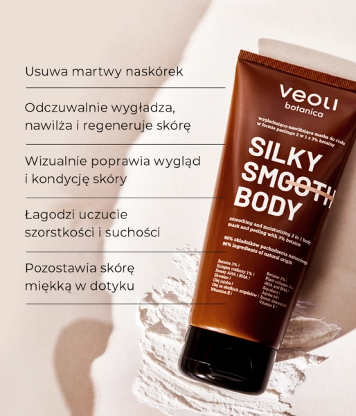 Smoothing and moisturizing body mask in the form of 2-in-1 scrub with 3% betaine SILKY SMOOTH BODY