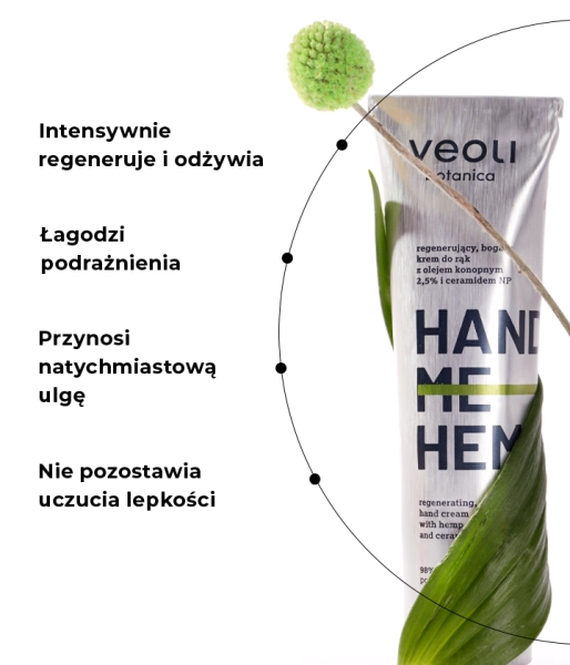 Regenerating, rich hand cream with hemp oil 2,5% and ceramide NP HAND ME HEMP