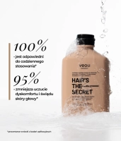 Nawilżająco-łagodzący szampon do codziennego stosowania z 1% trehalozy, 1% soku z aloesu, kompleksem ceramidów i melatoniną HAIR'S THE SECRET