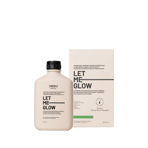 Smoothing and moisturizing humectant conditioner for scalp and hair with 0.5% Fucocert™, panthenol, and a hyaluronic acid complex LET ME GLOW