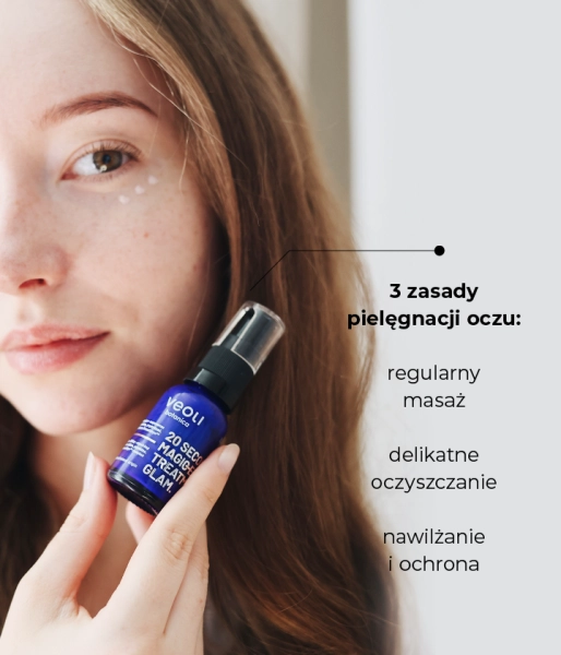 Rozświetlająco-liftingująco-naprawcze serum pod oczy i na powieki z kofeiną, peptydami, kwasem hialuronowym i kompleksem Beautifeye™️ 20 SECONDS MAGIC EYE TREATMENT GLAM