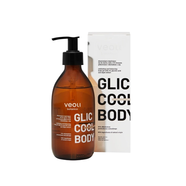 Exfoliating-regulating body wash gel with 5% glycolic acid and algae extract GLIC COOL BODY